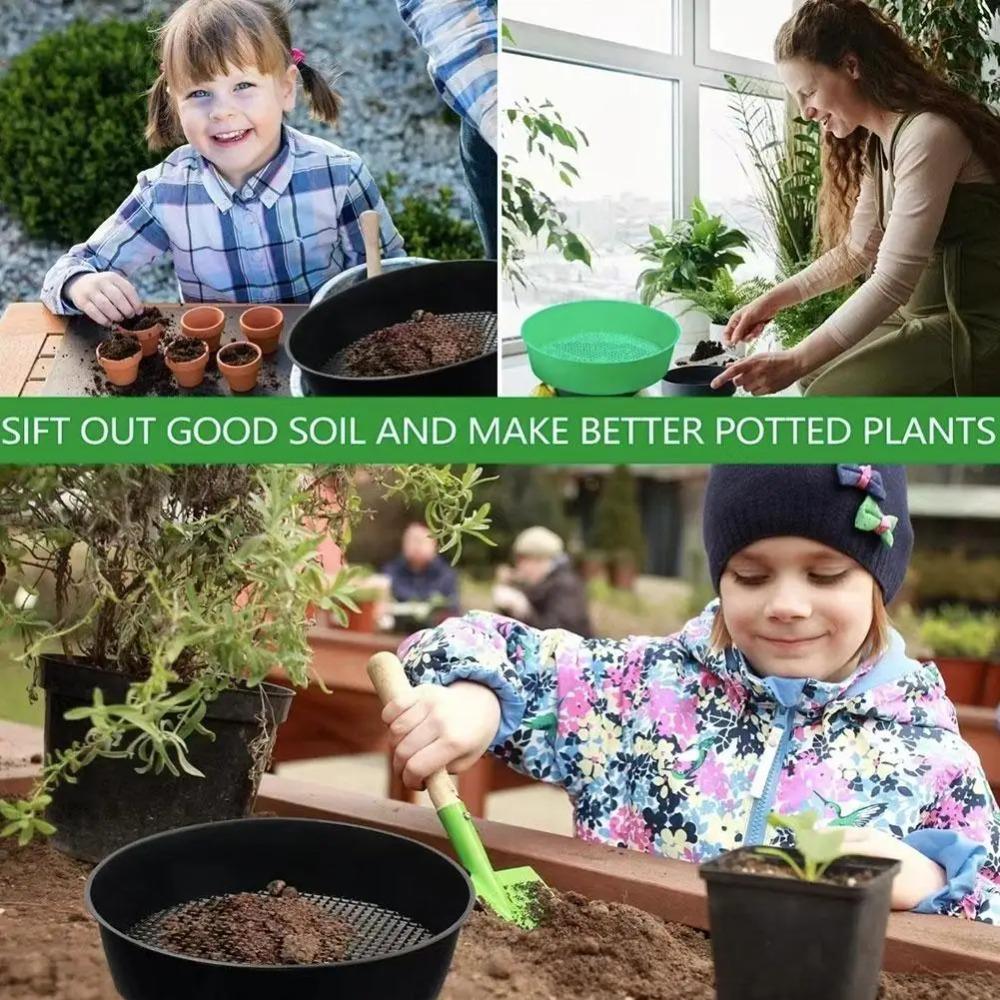 Garden Sieve Soil Sifter, Round Sieve Earth Stone Fine Gardening Tool Home Planting Sieve Screen Garden Soil Filter Net Sifter