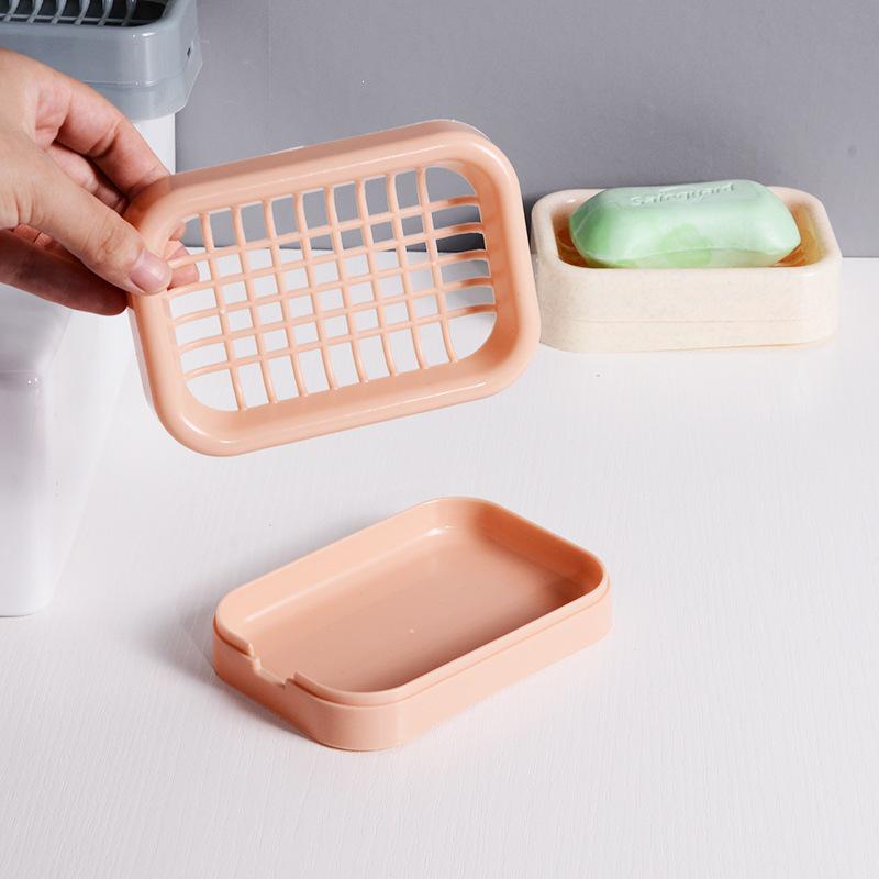 Creative Double-Layer Soap Dish: Square Plastic Grid for Home, Bathroom, and Travel Use