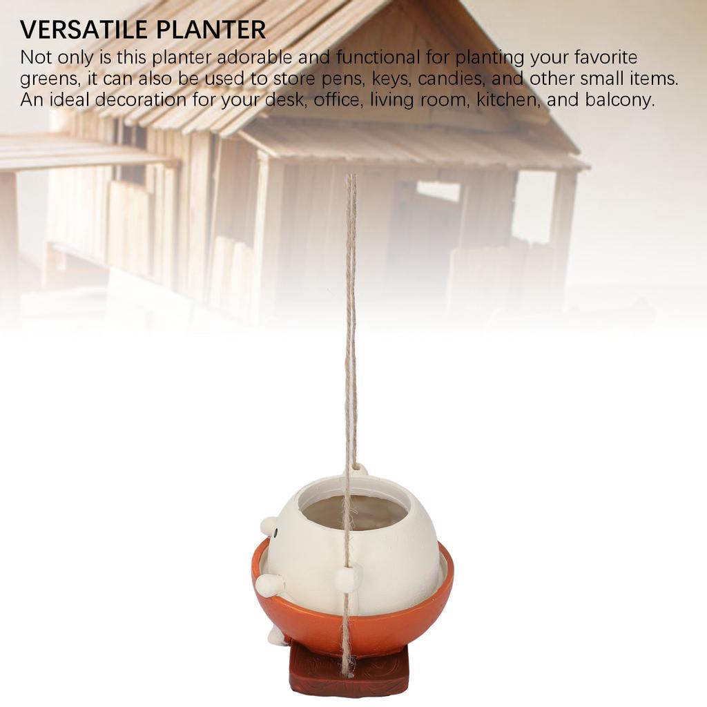 Swing Face Planter Pot Hanging Resin Garden Decor Cute Cartoon Swinging Flower Head Planters for Indoor Outdoor Plants