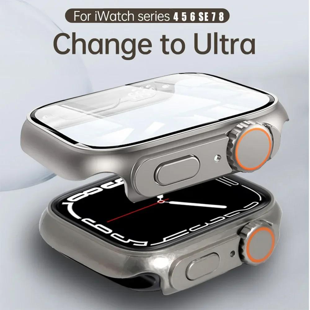 Silicone Strap+Case For Apple Watch Band 44mm 45mm 41mm 40mm Tempered Glass Cover Change to Ultra iWatch Series 9 8 7 SE 6 5 3