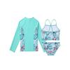 Girls 3 Piece Swim Set Sleeveless Top Briefs Long Sleeve Coat Front Zipper Sun Protection Beach Swimwear