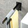 Towel Holder Without Drilling Black Towel Bar Self Adhesive Bathroom Towel Hooks Bathroom Towel Holder Wall Mounting Double Kitchen