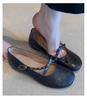 [Ushilai] French retro shallow mouth one-word buckle single shoes women's 2025 spring new bow Mary Jane shoes