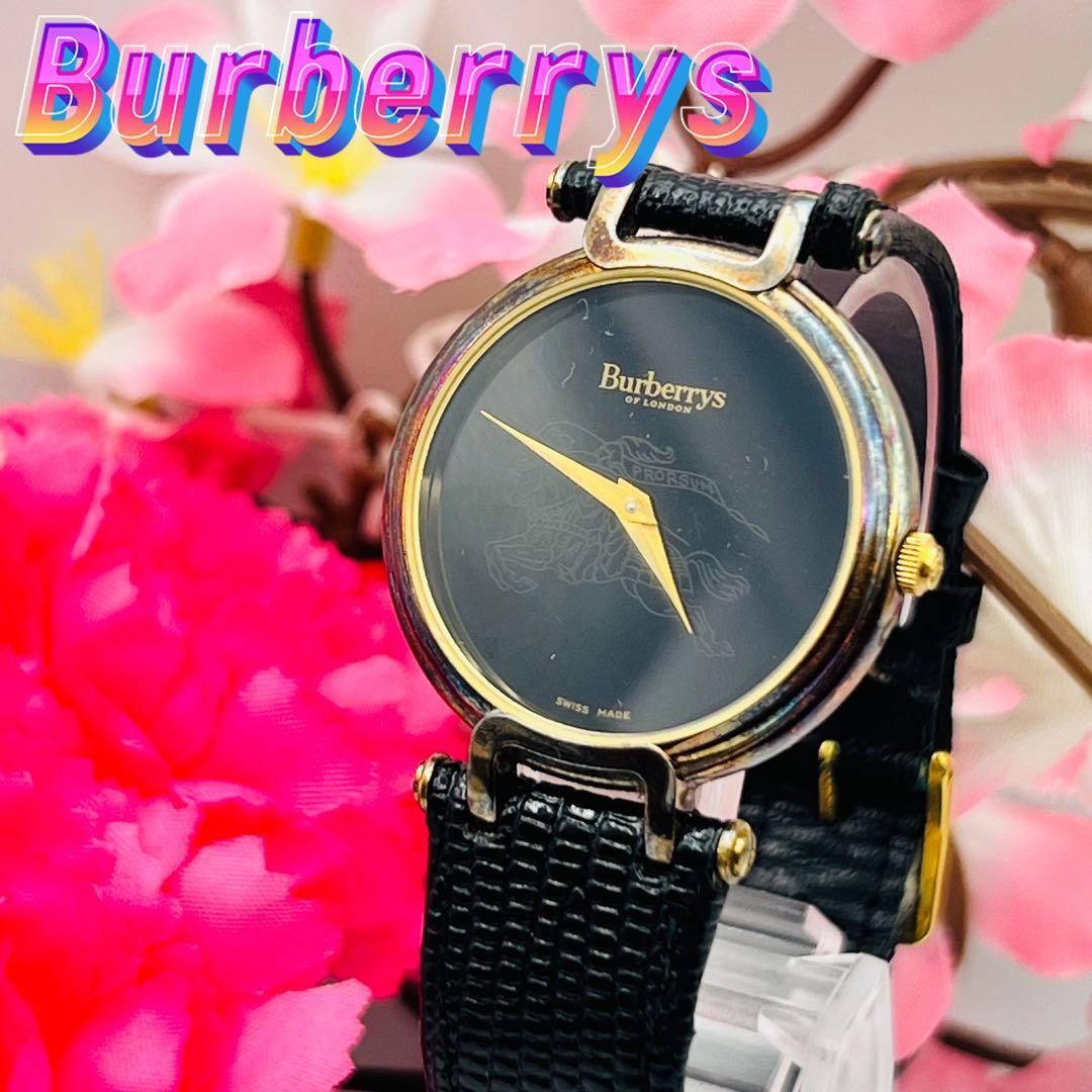 [Б/У] Часы с лошадью Черные Редкие/Рабочие СостояниеЭмблема Burberrys, Циферблат, A-23