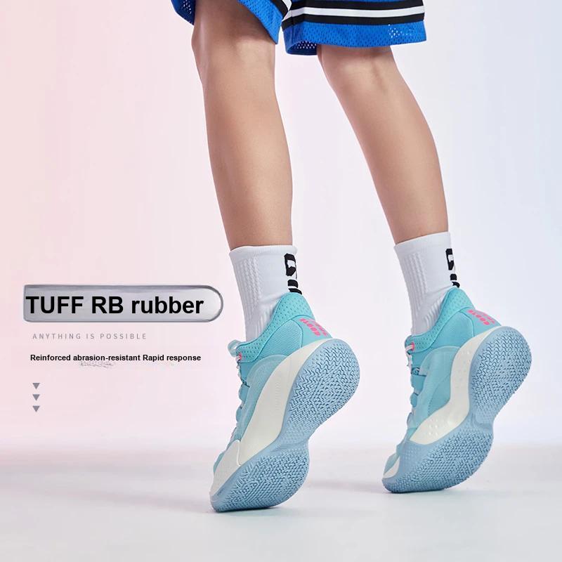 LiNing Sonic 9 Low Slip Resistant Durable Basketball Shoes Kids sneaker Light-Blue ABPR053-3