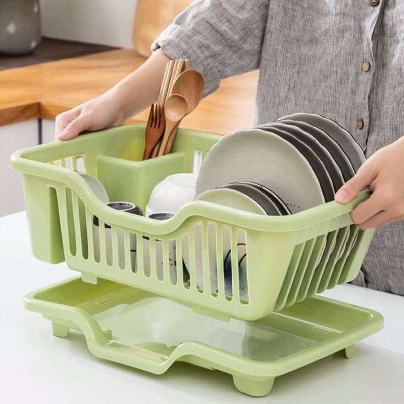 Upgrades Thickened Plastic Bowls Drying Rack for Campers with Removable Water Collector & Not Slip Feet for Plates Bowls