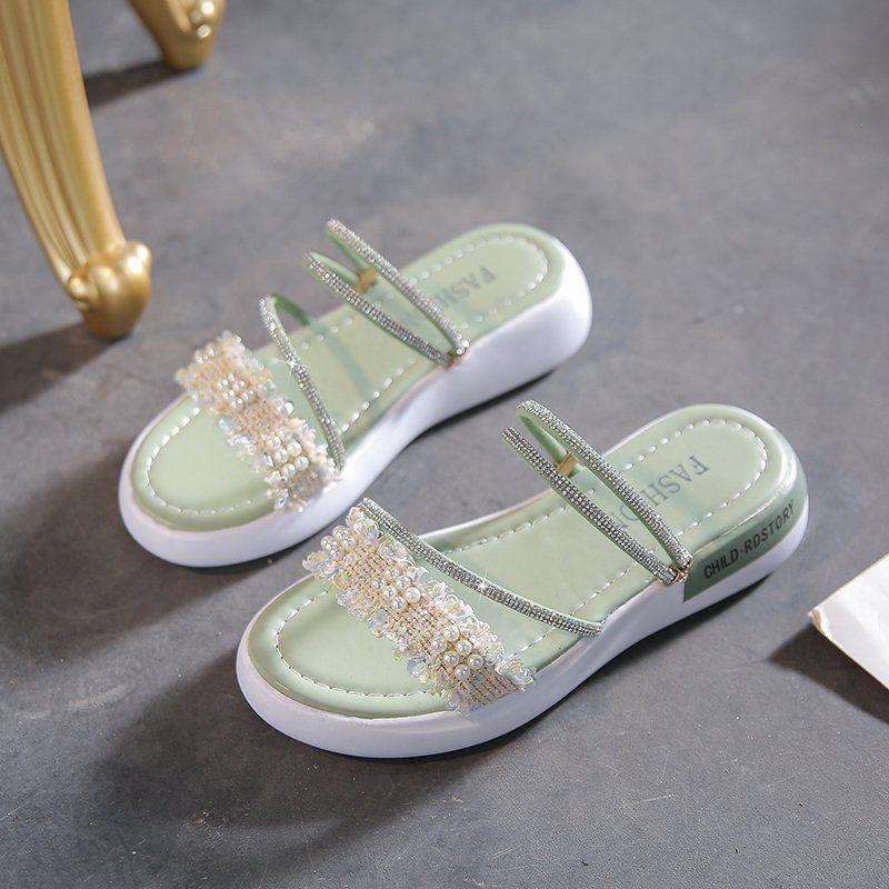 

Жемчужные женские сандалии Платформа Стразы Роскошная женская обувь Лето Корея Дизайнер Лучшие 2025 Противоскользящая Горячая Низкая Цена Обувь 40