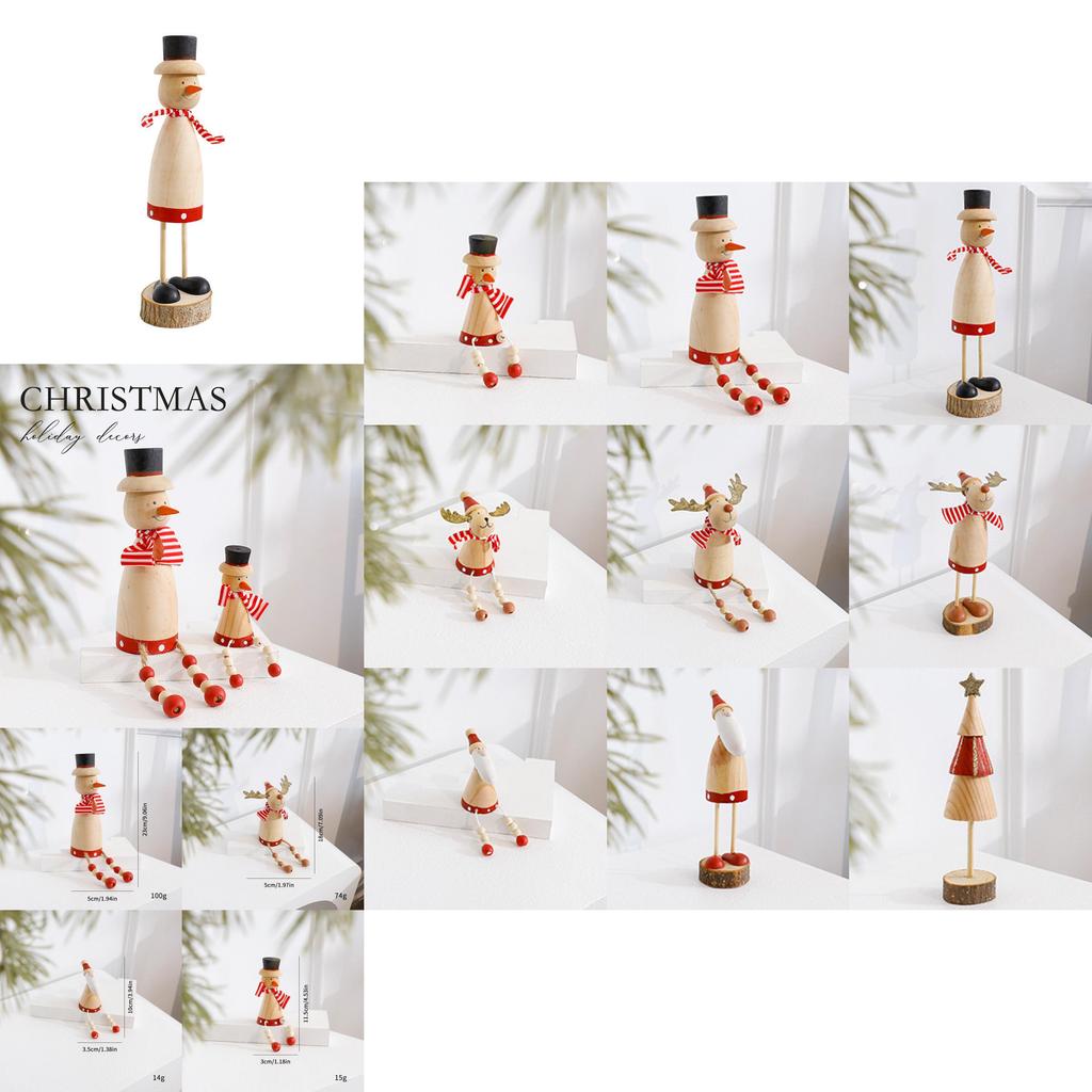 Santa Claus Reindeer Snowman Wooden Tabletop Ornament For Festive Home Decor