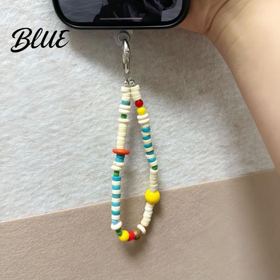 Phone Lanyard With Beads Mobile Chain Handmade Retro Color Matching