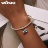 WOSTU 925 Sterling Silver Colorful Sewing Machine Charm Bead Pendant Fit Original Bracelet Necklace For Women Jewelry