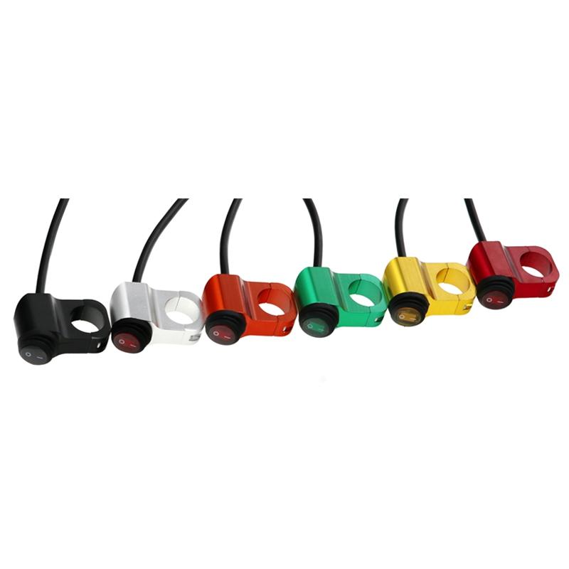 LMoDri 7/8" 22mm Motorcycle Aluminium Alloy Switches Waterproof Headlight Switch and 3 Wires with Red Led Light