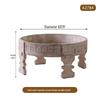 American Retro Round Side Table: Solid Wood Carved Coffee Table for Hotel or Homestay Décor