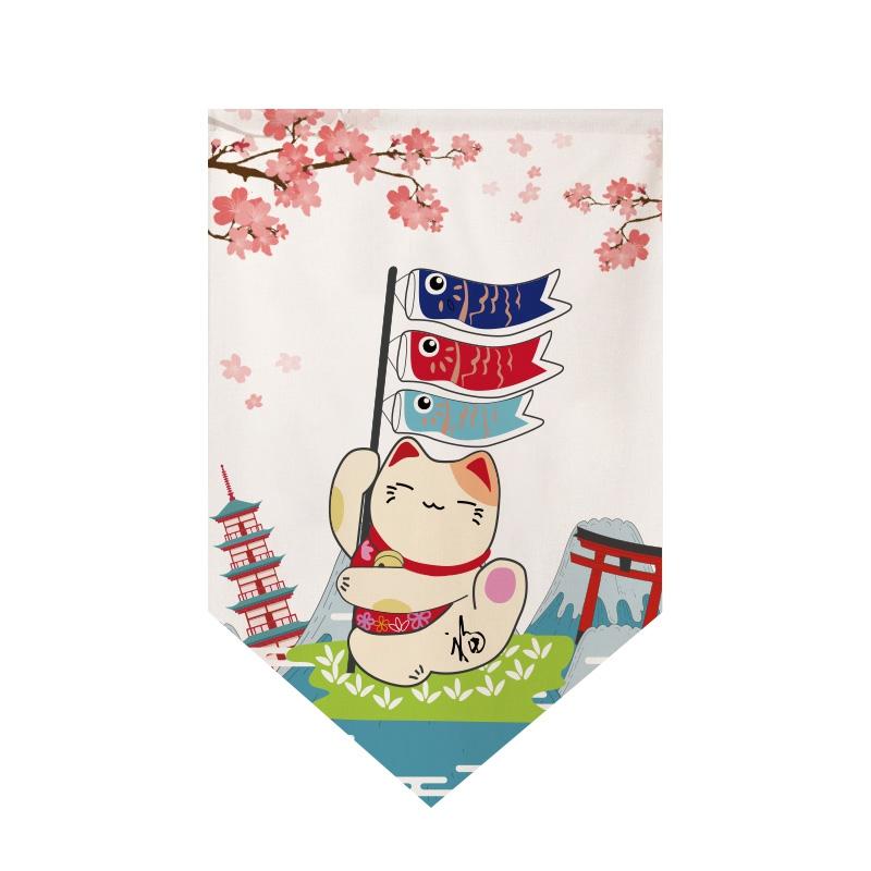 Japanese Curtain Sushi Restaurant Shop Hanging Short Curtain Doorway Triangle Flag Kitchen Noren Rideau Cortinas Home Decor