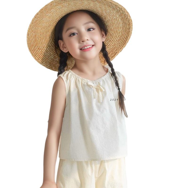 Kids Girls Sleeveless Camisole Long Pants Casual Home Wear Pajama Set