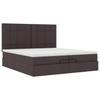 Enjoy restful nights with this Ottoman bed with mattresses and LED lighting in dark brown 200x200 cm fabric