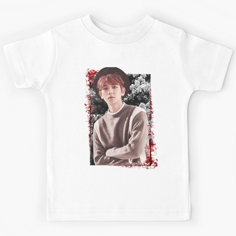 Byun Baek hyun SuperM Baekhyun Korean Kpop Floral Kids T-Shirt 110