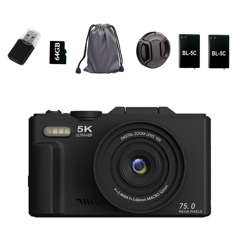 3-Inch Flip Screen WIFI 75MP 5K HD Beauty Digital Camera with CCD