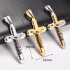 Stainless Steel Punk Jesus Crucifixion Cross Pendant Necklace for Women Men Religious Faith Prayer Charms Chain Metal Jewelry