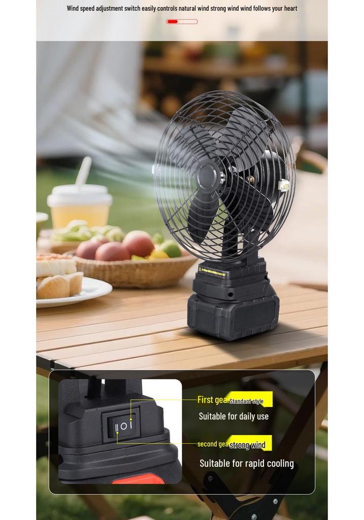 8-inch Lithium Battery Fan: High Wind Power for Outdoor Camping, Fishing, and Construction