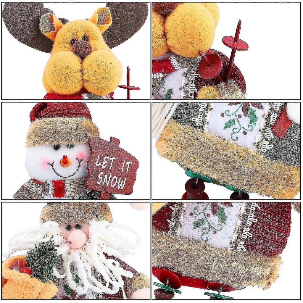 3 Pack Santa Snowman Reindeer Tabletop Collectible Doll Decoration Holiday Party Supplies - DD01