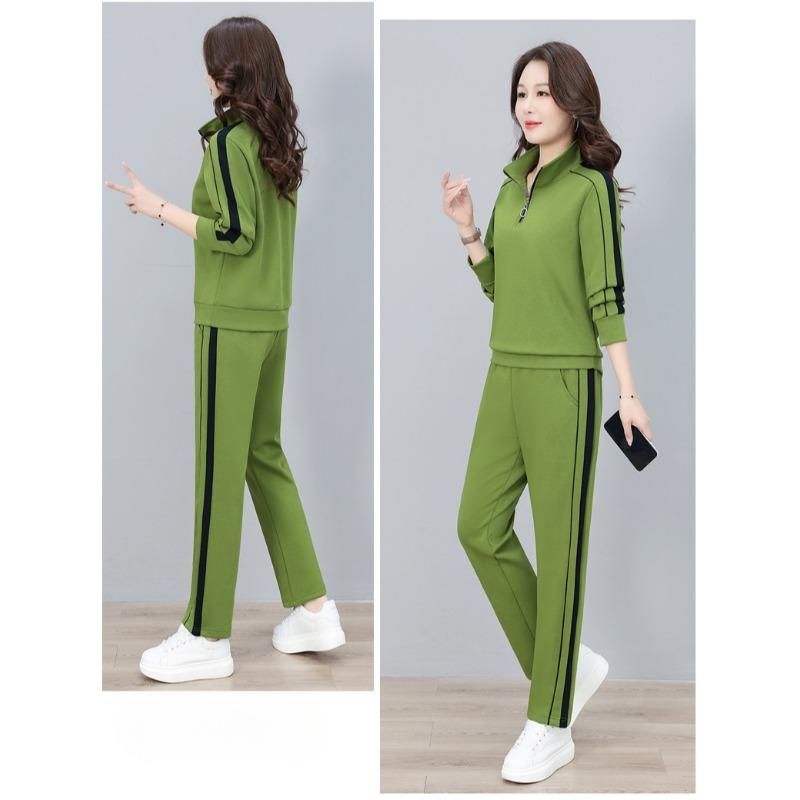 Fashion Women Half Zip Stand Collar Sportswear Suit Casual Spring Autumn Outdoor Sports Two Piece Tracksuit for Ladies