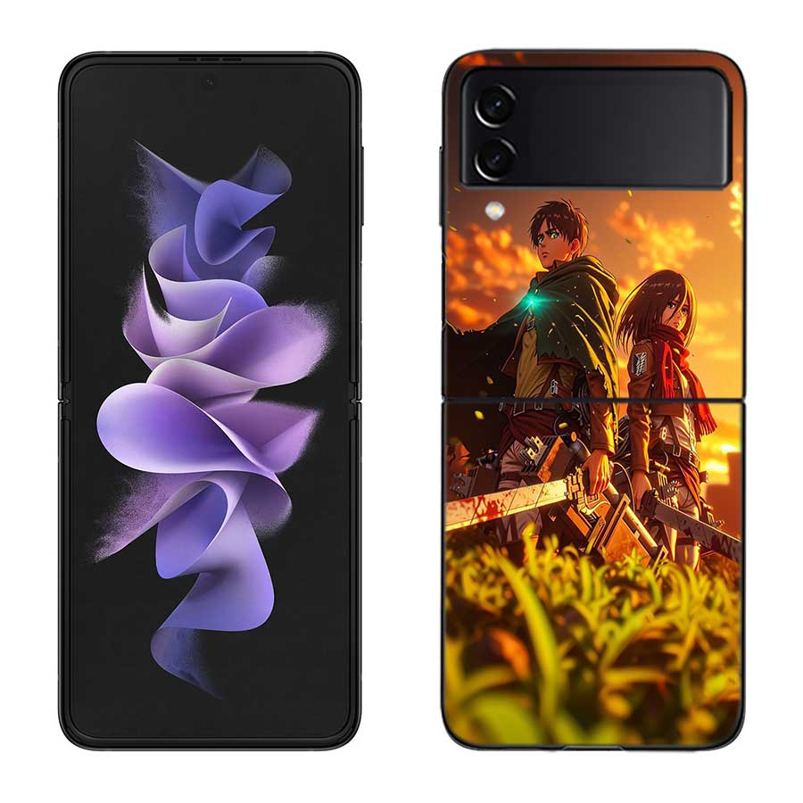 

Character MIKASA Case For Samsung Z Flip 6 5G Galaxy Z Flip 5 4 3 5G Black Hard Cell Phone Cover Luxury PC Shell Coque Samsung Z Flip 5 5G