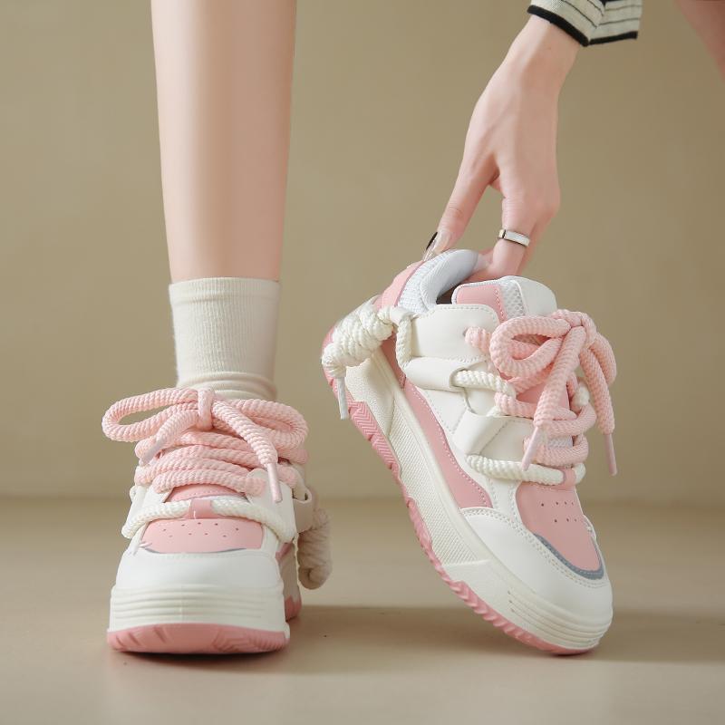 Nowe Damskie Buty Moda Sneakersy na Platformie Panie Wiosenne Płaskie Buty na Grubej Podeszwie Codzienne Buty do Biegania dla Kobiety