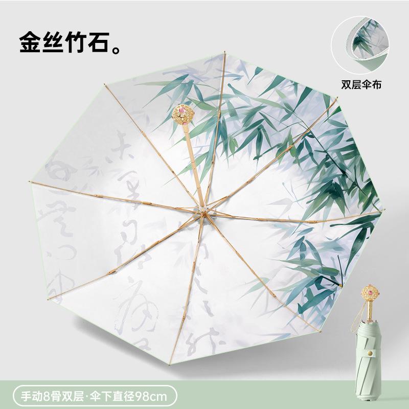 

Новый трехсекционный зонт ручного открытия, двухслойный, с цветным покрытием, цифровой, легкий, роскошный, благородный, анти-ультрафиолетовый зонт