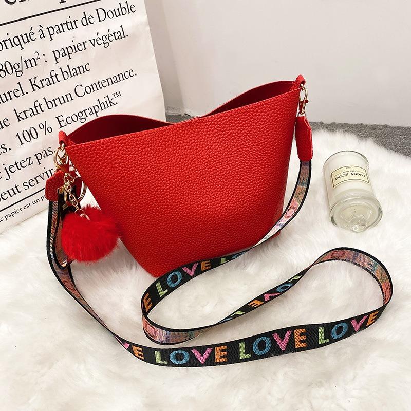 Lychee pattern ribbon one shoulder crossbody tote bag new large capacity simple fashion women's bag