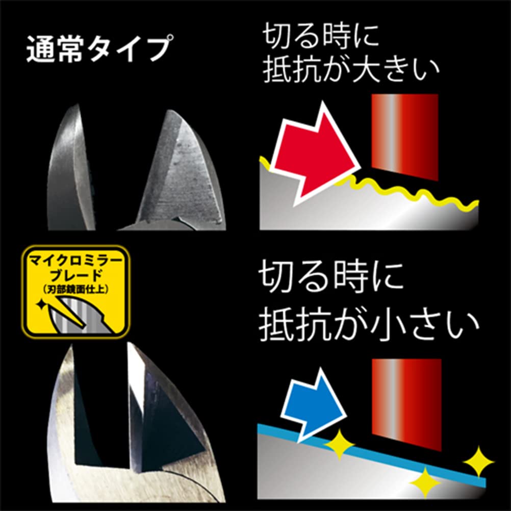 Fujiya Electrician Master Nippers VA Wire Blade for Excellent Heavy-Duty (for Cutting), 200mm, Mirror-Finished Sharpness, 770-200