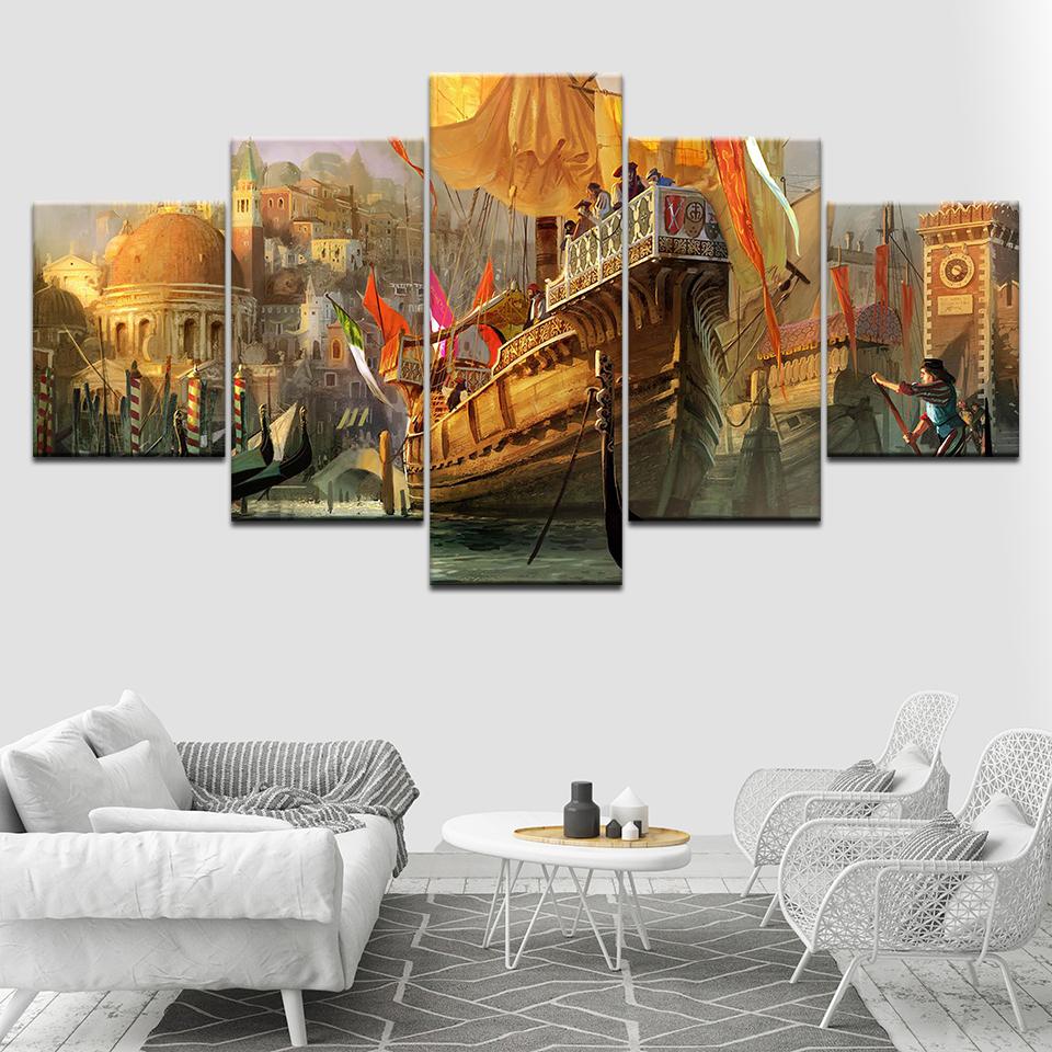 

The Retro ship 5 Piece Wallpapers Art Canvas Print modern Poster Modular art painting for Living Room Home Decor 20x35 20x45 20x55cm