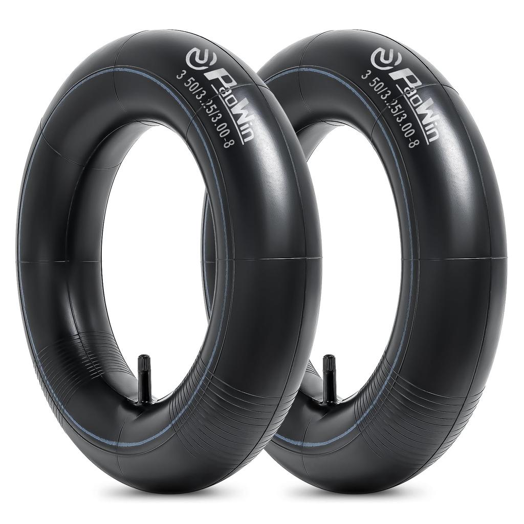 PaoWin Trillebårvogn Dekk Slange med TR13 Passer for Plen Hånd og Mini Motorsykler 2-Deler 3.50-8 Slange, 3.25/3.00-8 Slange, 3.50/3.25/3.00-8 Ventil,