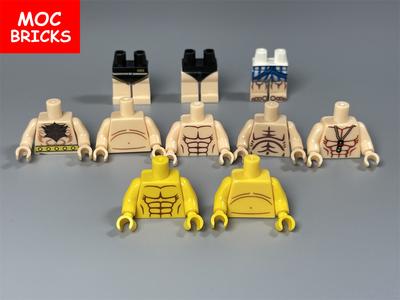 10pcs MOC Bricks Torso Body Man Muscle Pants 4cm Figure Part Particles Assembled Building Blocks Children's Toys