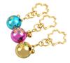 [ZOON] Kaleidoscope Keychain (3 Pieces) with 8mm Bell, Metallic Japanese Pattern, Set 2 (pink, Light Blue, Gold)