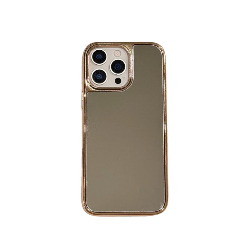 Electroplated iPhone 16/17 Pro Max Case with Makeup Mirror and Large Hole Design