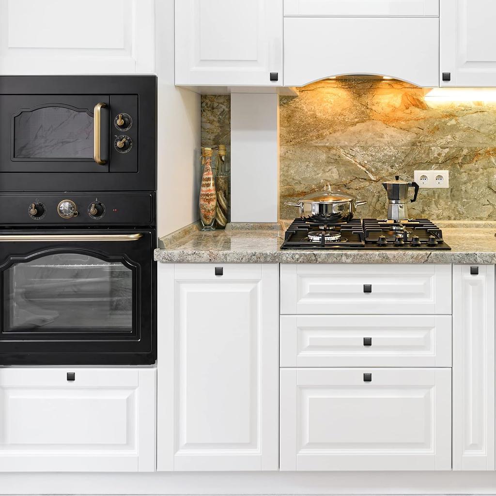 Home Expert Black Cabinet Knobs 10 Pack Matte Black Square Knobs and Drawer Pulls for Kitchen Cabinets and Closet Door
