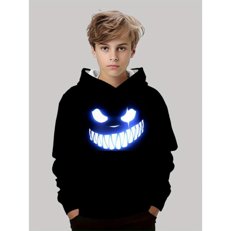 Boys' Halloween Pumpkin 3D Print Hoodie Outdoor Sportswear with Pockets Long Sleeve Spring Autumn Outdoor Pullover Childs Tops