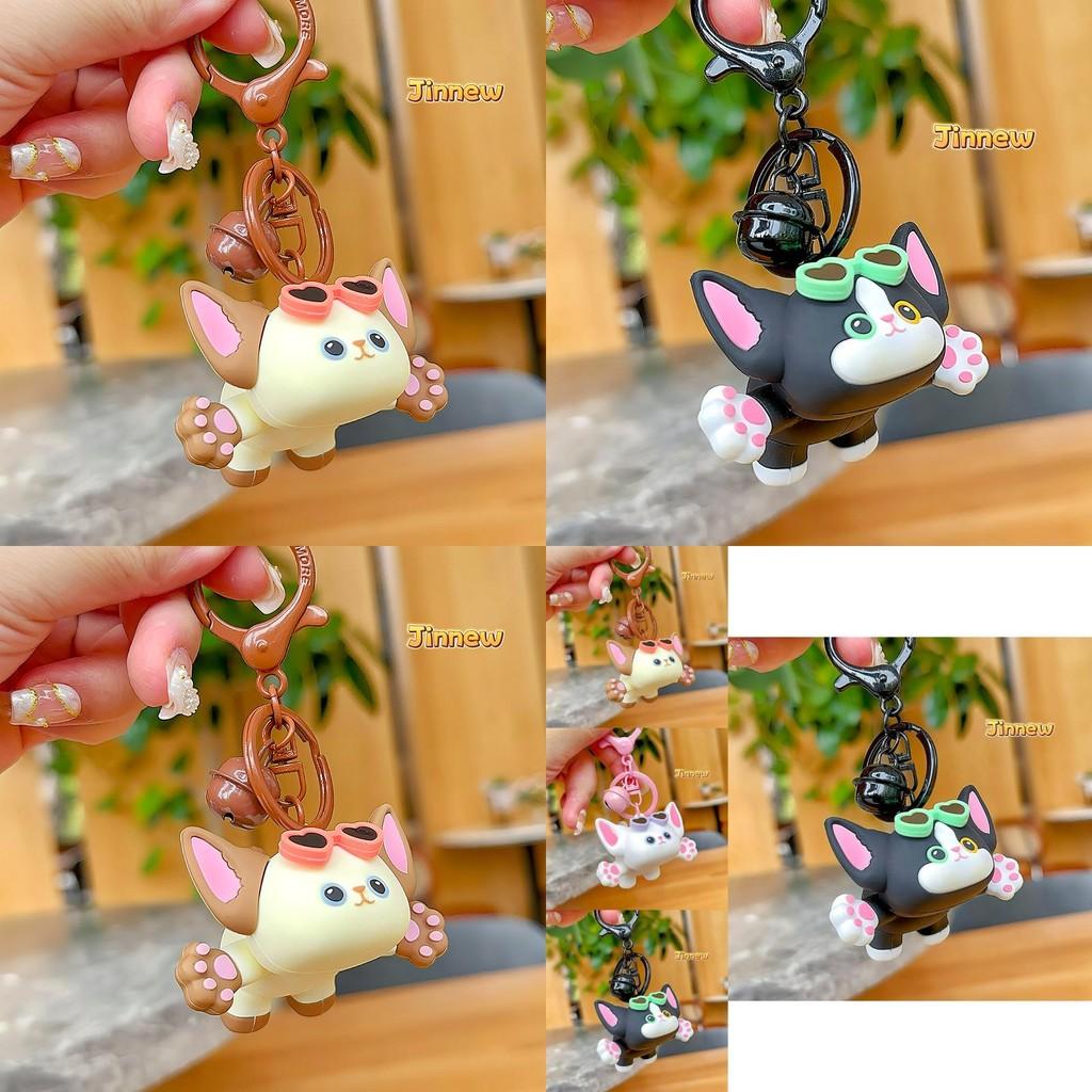 Adorable Jinnew Cartoon Devon Rex Cat Sunglasses Keychain Cute Gift Accessory For Cat Lovers