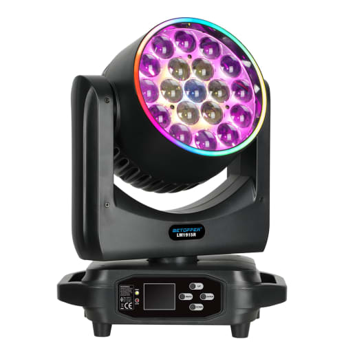 

Betopper 19x15W RGBW Light Strip with Moving Head, Bee Eye LED Stage Light with Wash, Zoom, and CTO Effects, Spotlight, Dimmable Disco Light, Rotating