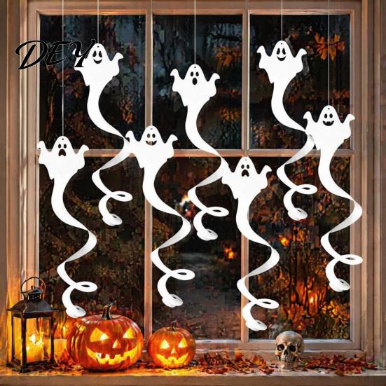 Realistic Paper Ghost Decor for Party 8 Pcs Halloween Hanging Swirl Decoration, Spooky White Ceiling Ornaments Home Swirls Streamers Office