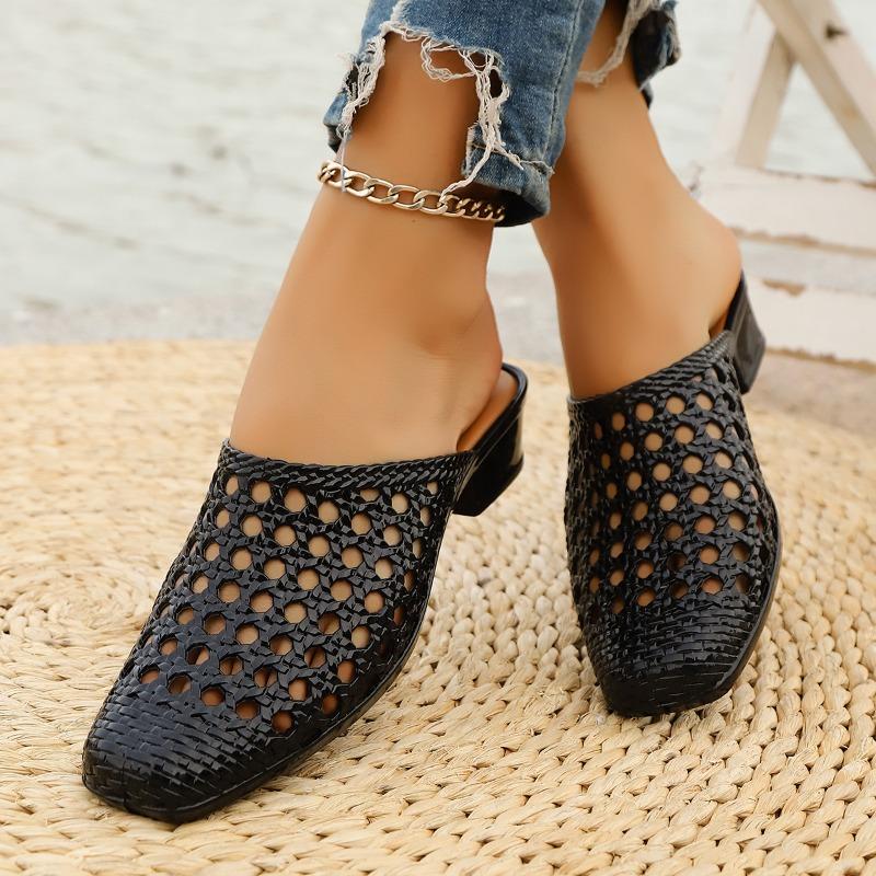Modă Stil Nou Femei Pantofi de Vară Oferă Casual Slip-on Vârf Pătrat Toc Mediu Papuci Sandale Femeie Pantofi de Plajă Zapatos De Mujer