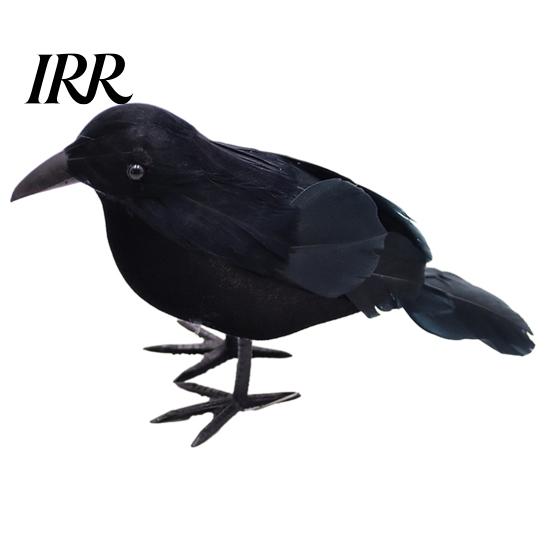 Halloween Theme Party Decor Realistic Crows Figurine, Lifelike Feathered Raven Statue for Haunted House, Scary Creepy House Ornament Props,