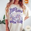 Tired Girls Book Club T-Shirt, Retro Book Lover Graphic Tee, Trendy Doodle Bookish Tee, Bookworm Shirt