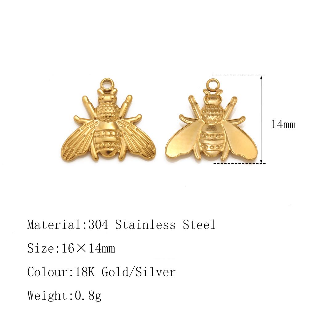 3Pcs Flower&Insect Charms Stainless Steel Exquisite Butterfly/Bee/Rose/Scarab Pendant Necklace Earring Dangle DIY Jewelry Making