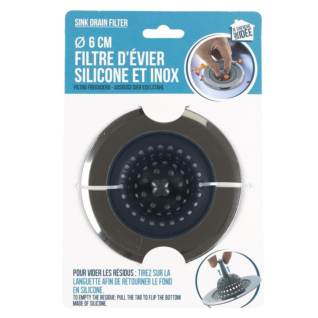 Sink Strainer Silicone/Stainless Steel Gray 11X11 Cm