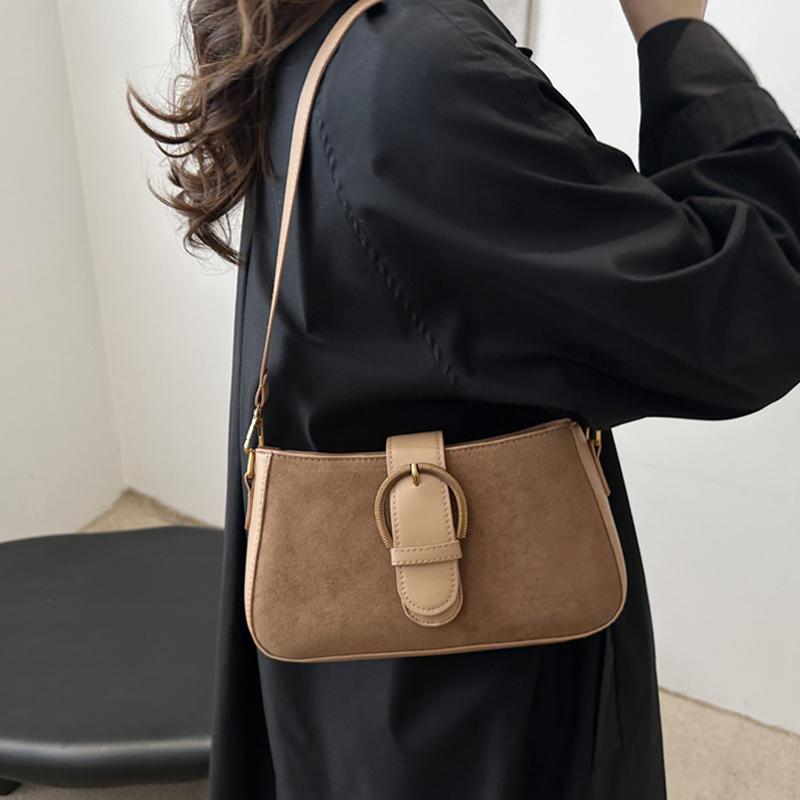 Høst og Vinter Dame Lett Ensfarget Liten Skulderveske Chic PU Lær Gullfarget Maskinvare Firkantet Underarmsveske