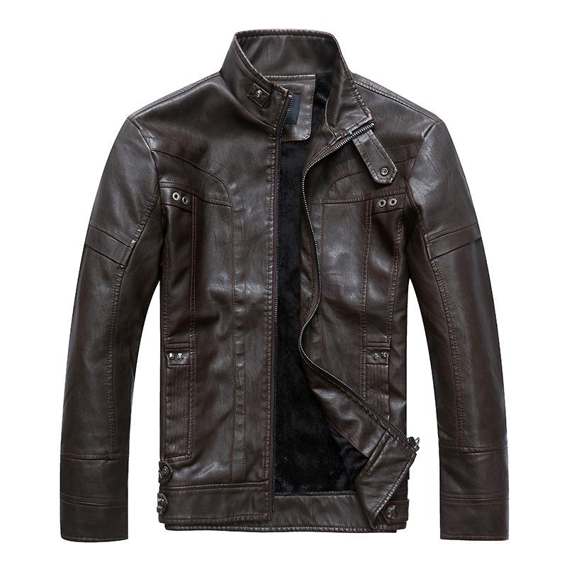 Plus Size Men's PU Leather Jacket Stand-Up Jacket Leather Jacket Tide