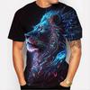 Summer 3D Lion Print Short Sleeved Men's Retro T-shirt Casual Tiger Print Quick Breathable T-shirt Top