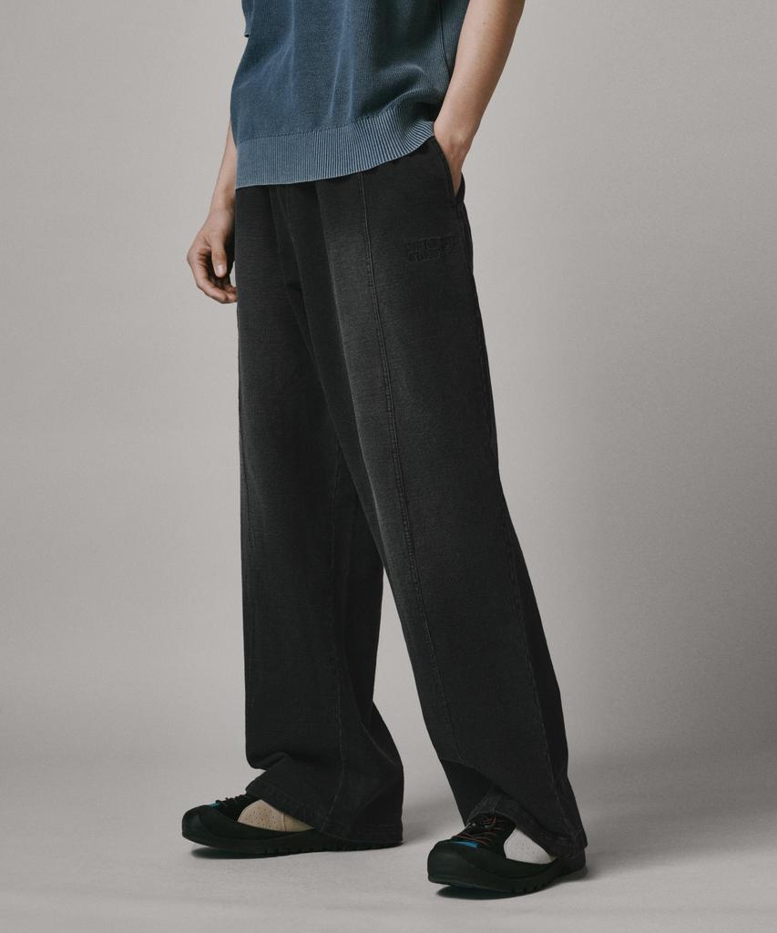Beodeonteu Front Line Washed Wide Sweatpants [Black]