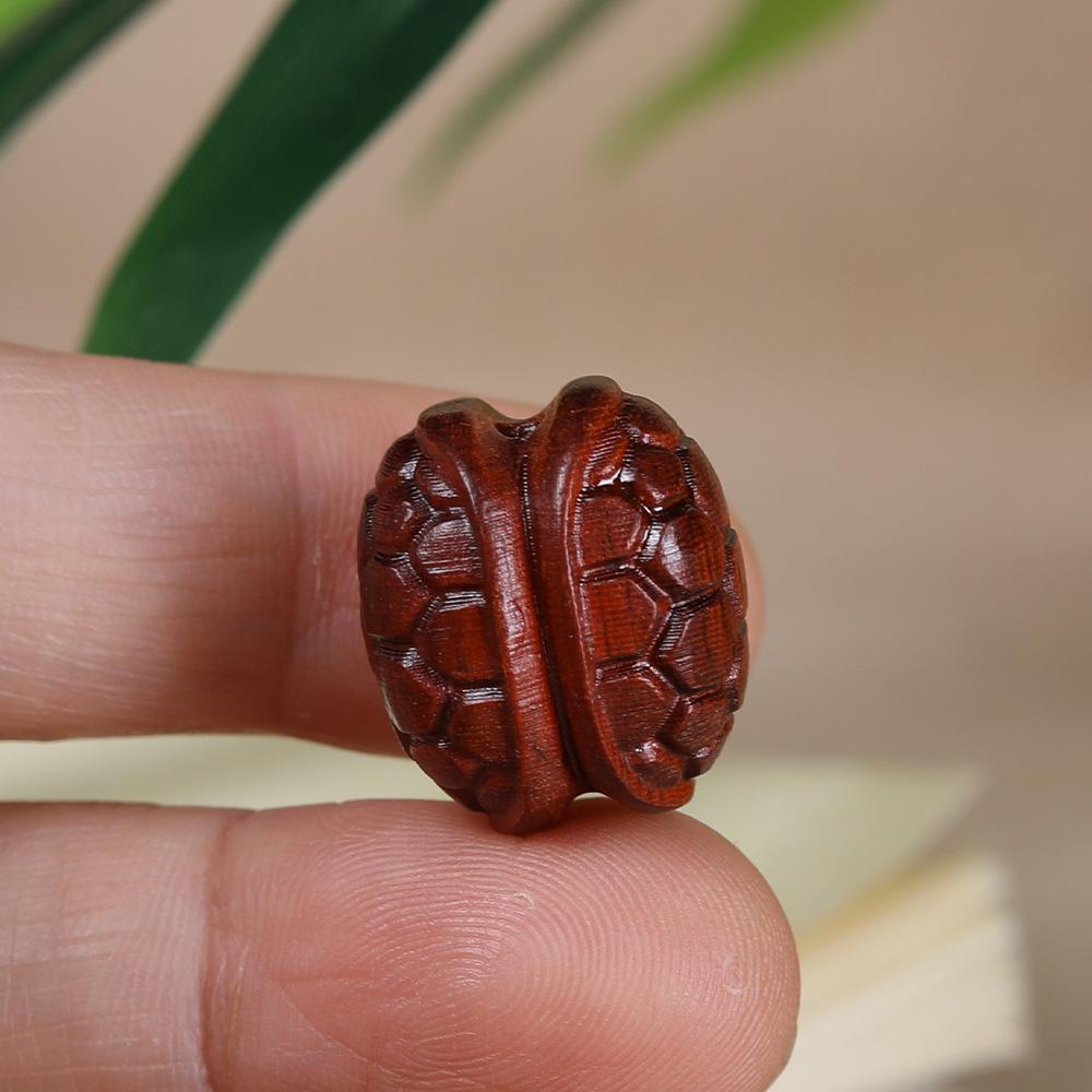 Rosewood Carved Tortoise Shell Bead Keychain Pendant